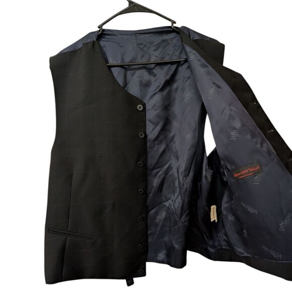 Sergio Valentino Collection Italy Super 120's Wool Buttoned Vest - Black & Navy - Picture 4 of 9